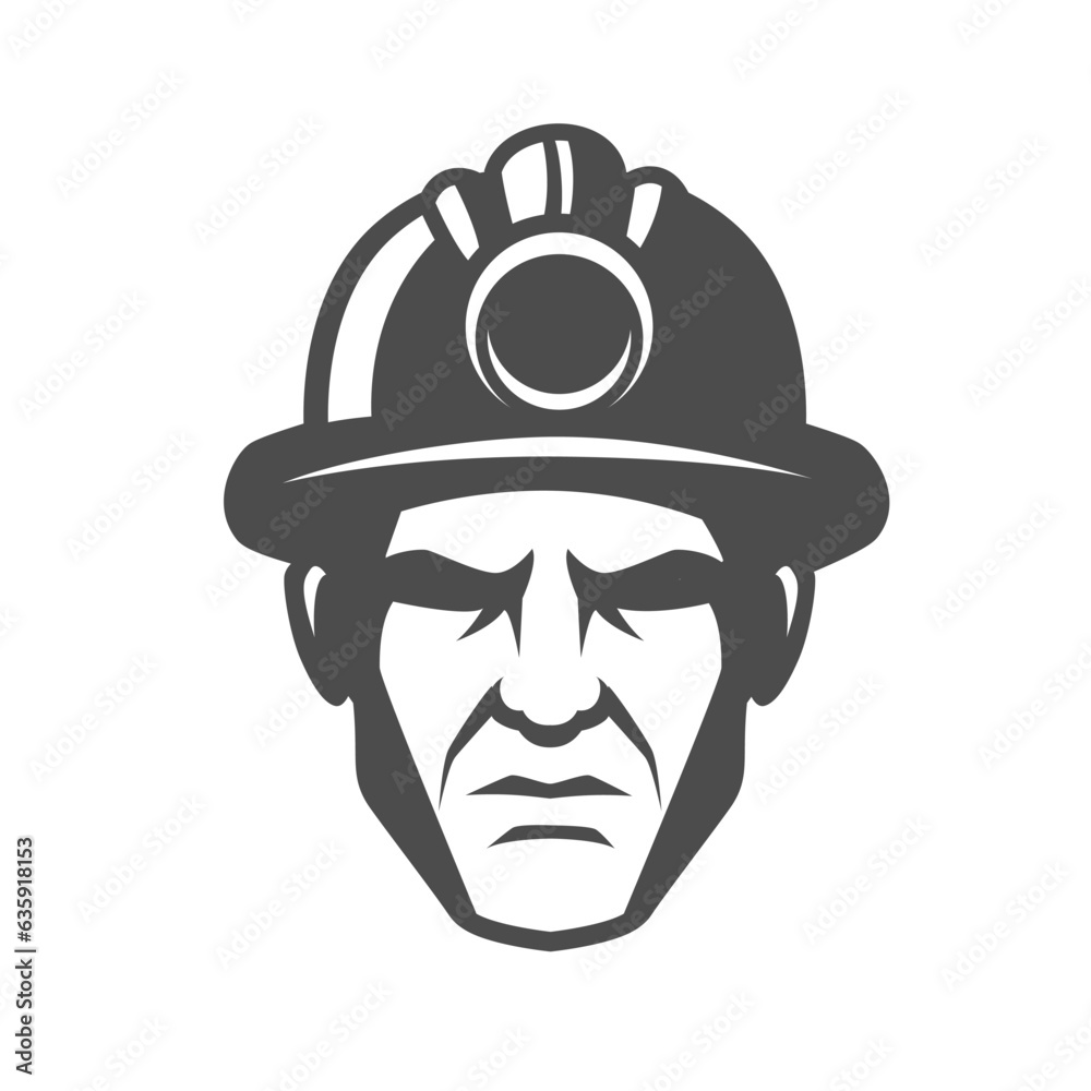 miner head mascot logo concept illustration