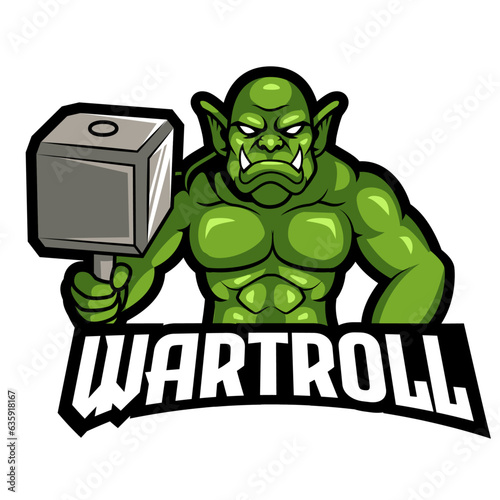 troll warrior e sport mascot logo