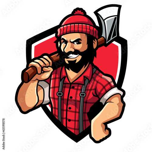 Lumberjack mascot logo concept illustration