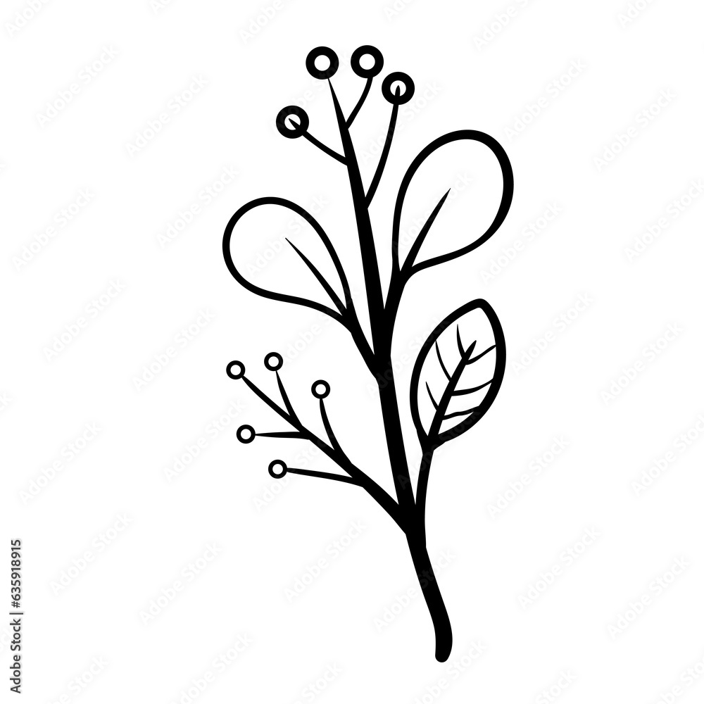 Flower foliage line branch Flower foliage line branch