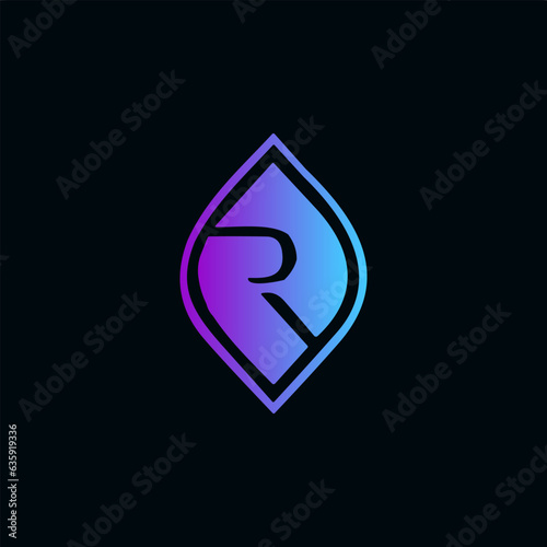 Vector illustration depicting a logo template of the letter R in a lavish design