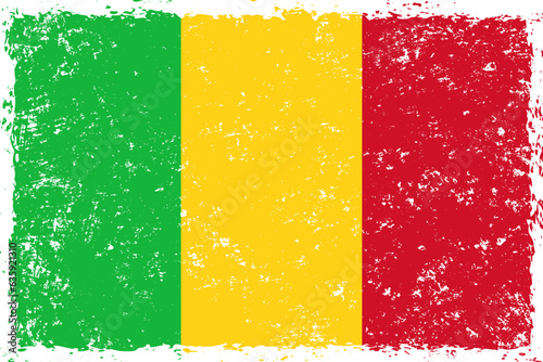 Mali flag in grunge distressed style