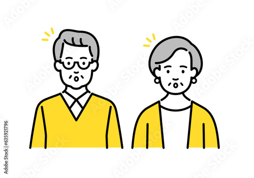 ひらめく高齢者の夫婦