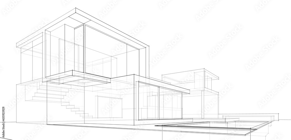  architectural drawing 3d illustration