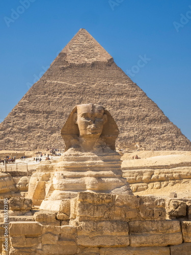 The Great Sphinx of Giza, a limestone statue of a reclining sphinx, UNESCO World Heritage Site, Giza Plateau, West Bank of the Nile, Cairo, Egypt, North Africa, Africa photo