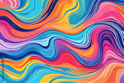 Abstract marbled acrylic paint ink painted waves painting texture colorful background banner - Bold colors, rainbow color swirls wave Generative AI