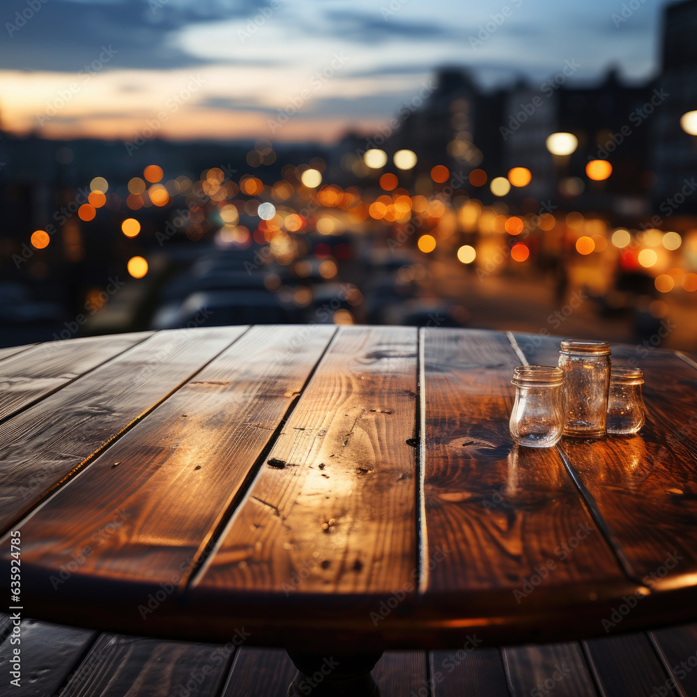 Elevated Serenity: Empty Table Top with Blur Background