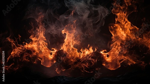 An image of a roaring campfire, shot against a deep black background.