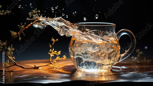 Image of an abstract glass of water on a black background.