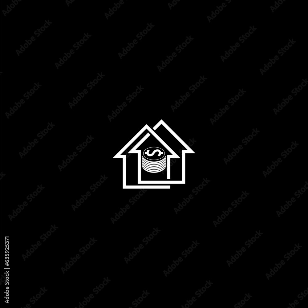 House price or value increase icon isolated on dark background House price or value increase icon isolated on dark background