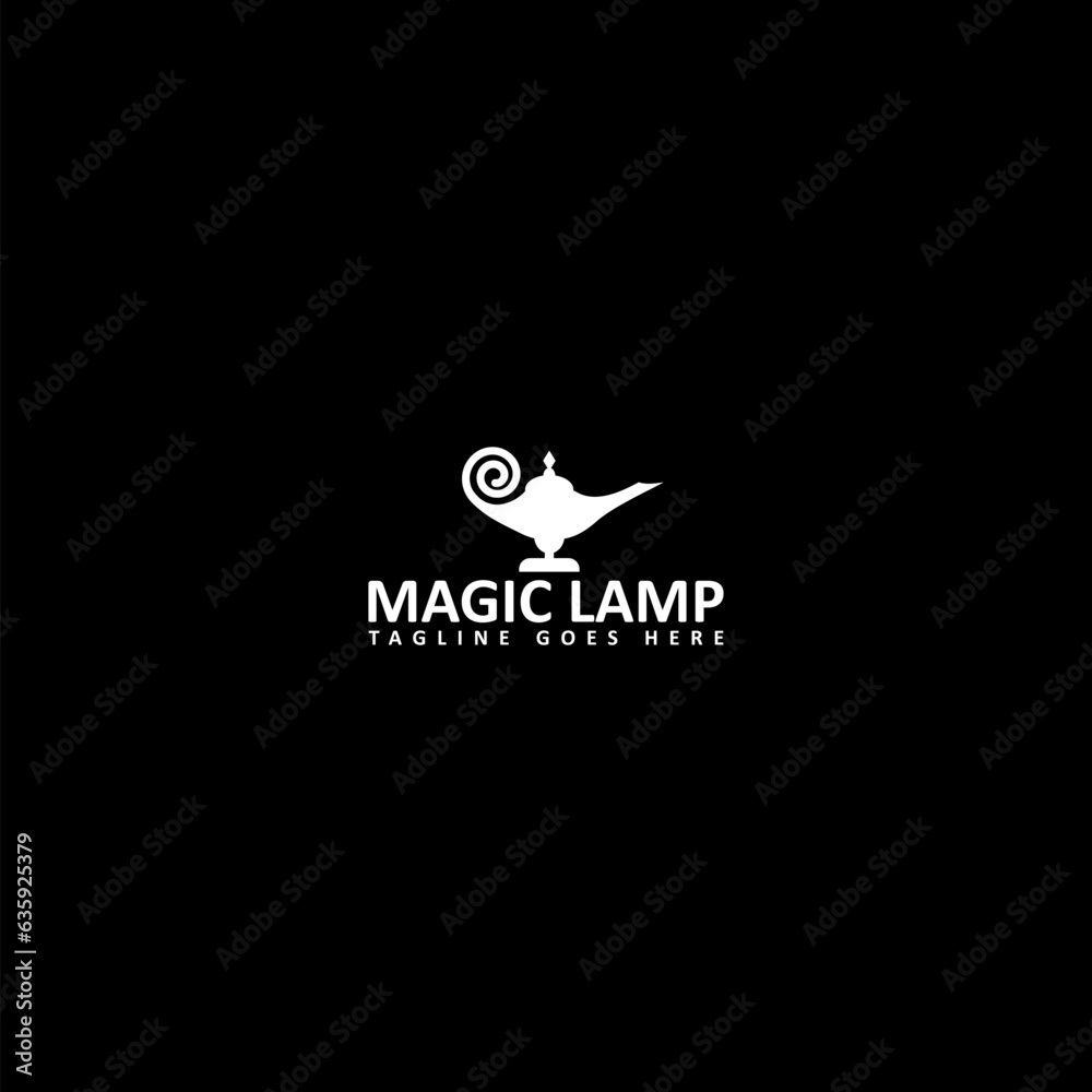 Magic lamp logo template icon isolated on dark background Magic lamp logo template icon isolated on dark background
