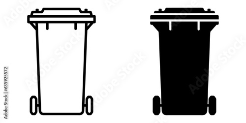 ofvs448 OutlineFilledVectorSign ofvs - garbage can vector icon . rubbish bin sign . front view . isolated transparent . black outline and filled version . AI 10 / EPS 10 / PNG . g11789