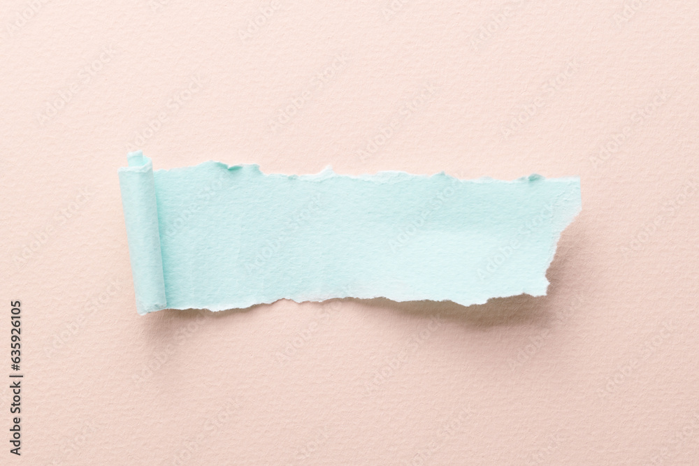 Obraz premium Art collage of pieces of ripped paper with torn edges. Sticky notes collection blue beige colors, shreds of notebook pages. Abstract background.