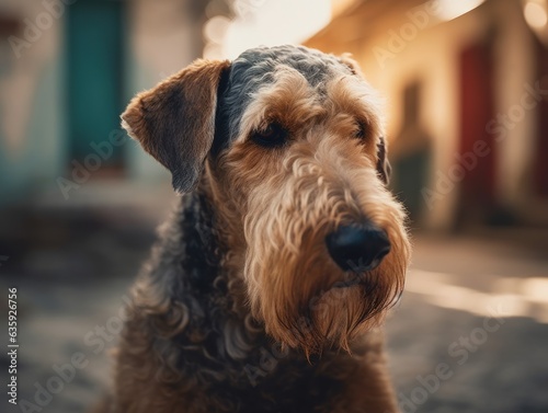 Airedale Terrier dog created with Generative AI technology