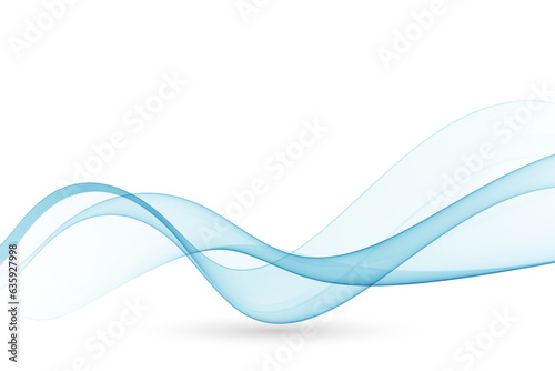 Blue smoke wave on a white background.