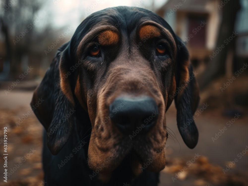 Black Bloodhound dog created with Generative AI technology