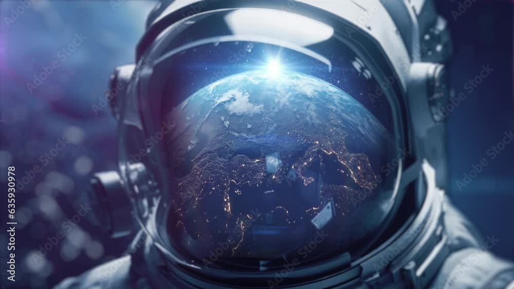 Astronaut with nebula and galaxies in space. Milky way with galaxy stars and space dust in universe. Blue stanfield abstract background. Cosmonaut in deep cosmos at night. Cyber punk aesthetics art