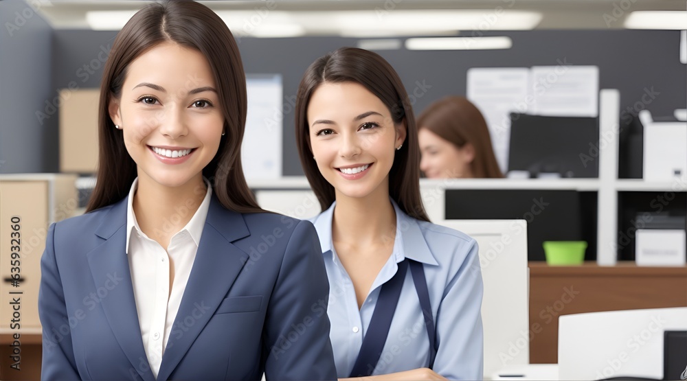Attractive businesswoman in the office room with a group of colleagues in the background Businesswoman with colleagues in conference room Attractive businesswoman in the office room with a group of colleagues in the background Businesswoman with colleagues in conference room