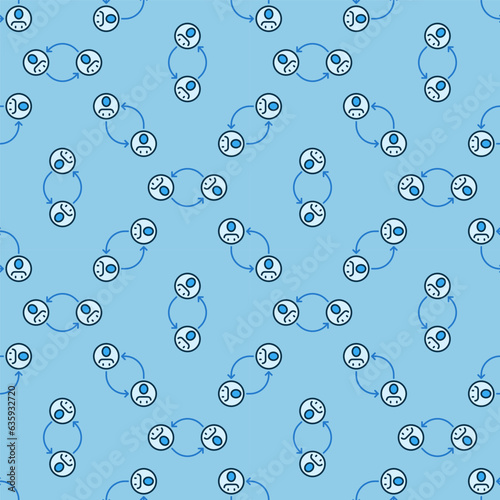 Social Interaction and Relationships vector blue seamless pattern