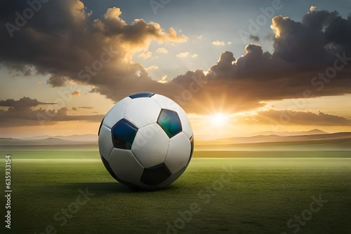 soccer ball on the grass ground generated by AI tool