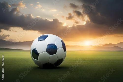 soccer ball on the grass ground generated by AI tool