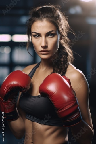 Boxer woman posing with boxing gloves © Mustafa