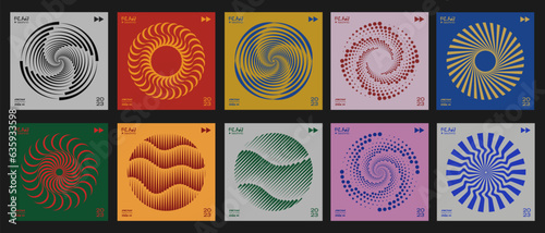 Abstract Geometric Circle Pattern Vector Design. Cool Vintage Electronic Music Album Cover. Swiss Design Print. Bauhaus Poster.