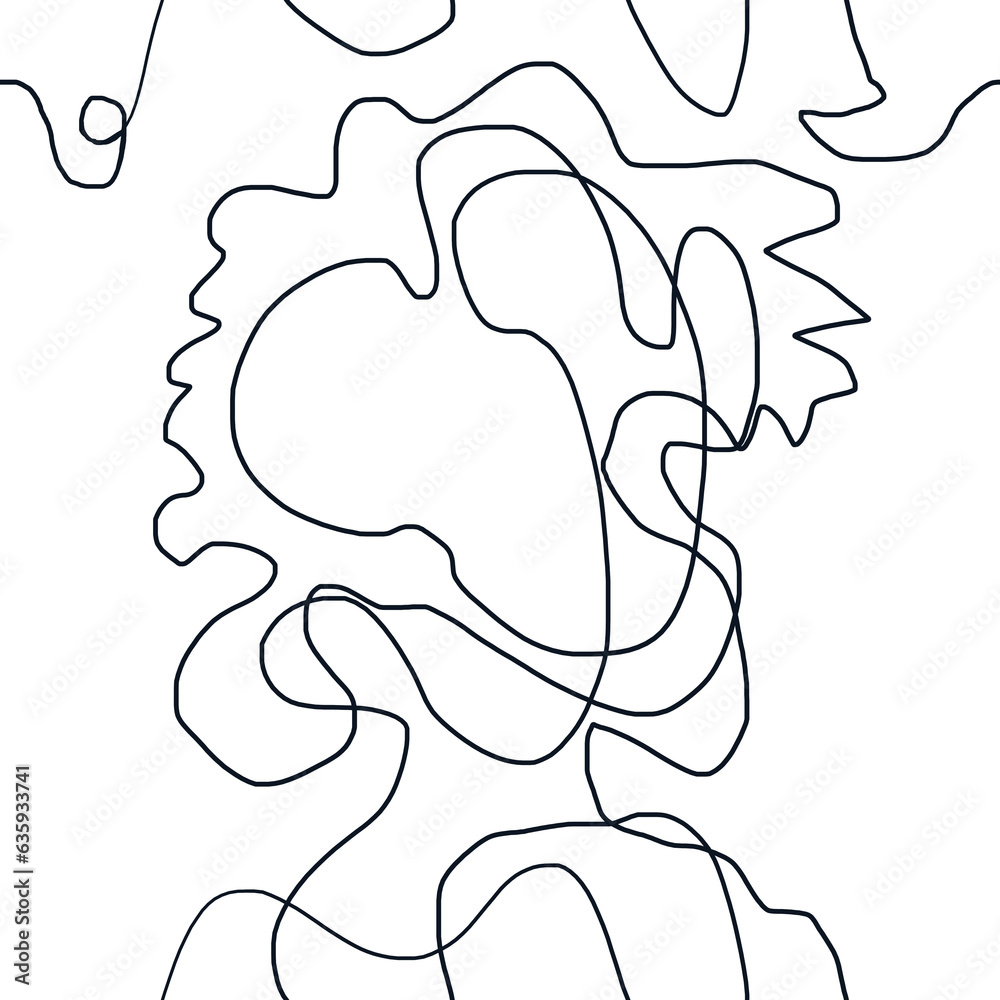 seamless hand-drawn woman with hair in a hat seamless hand-drawn woman with hair in a hat