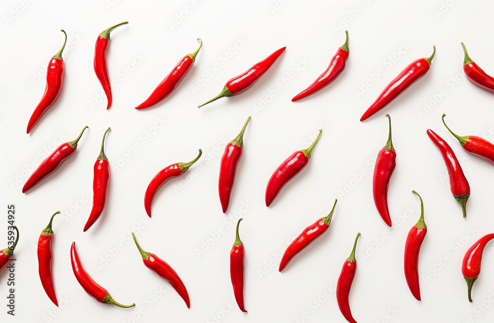 red chillies on a white background red chillies on a white background