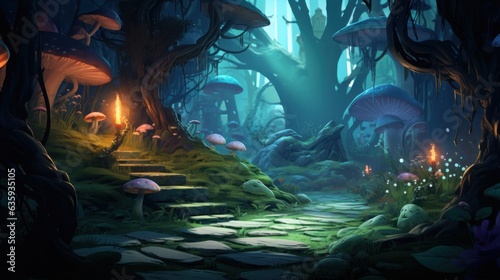 Futuristic wilderness at night  where bioluminescent plants and neon creatures thrive in an electrifying ecosystem