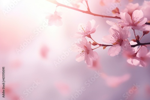 Pink blossom on soft background with copy space 