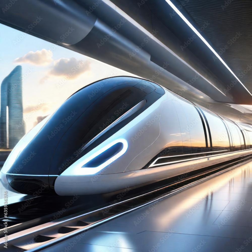 Illustration of the high-speed train of the future.generative AI
