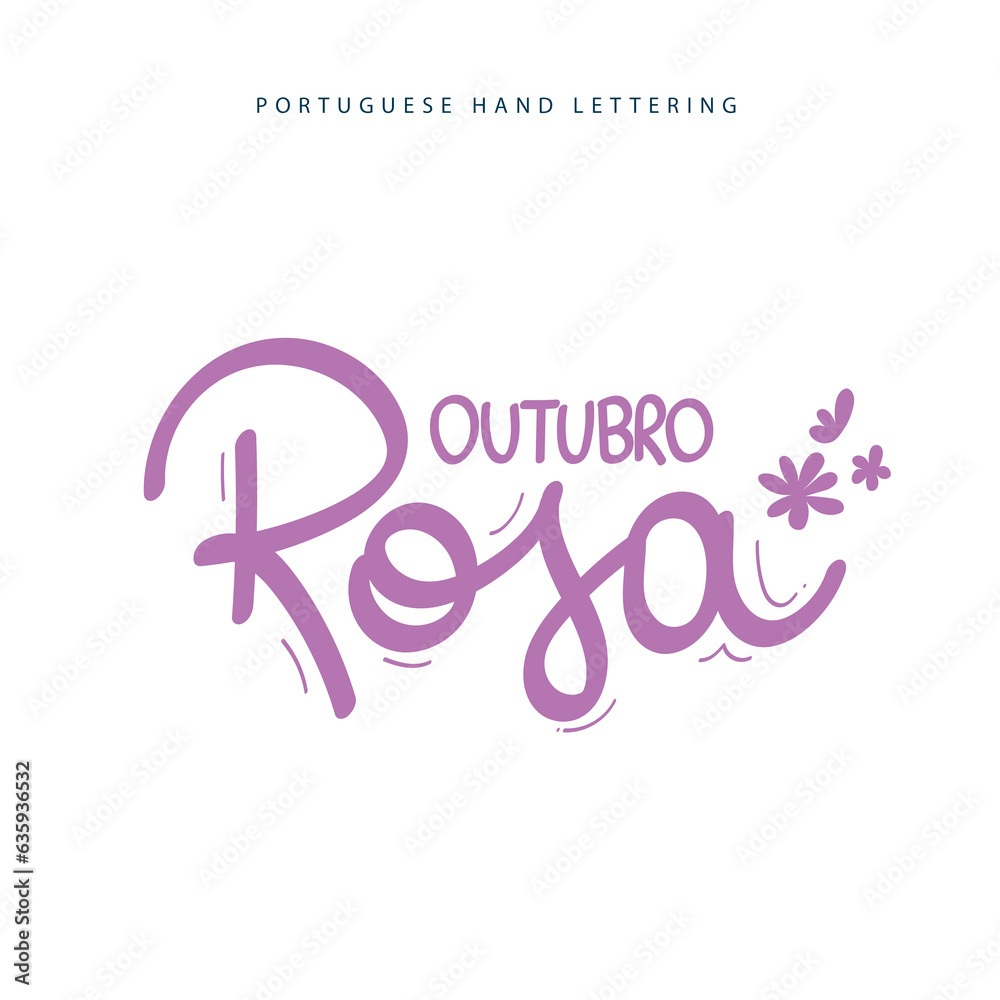 Lettering portuguese brasilian october pink with ornaments hand drawn Lettering portuguese brasilian october pink with ornaments hand drawn