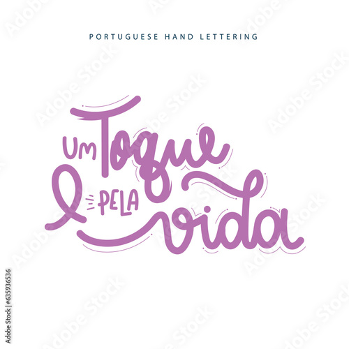 Lettering portuguese brasilian october pink with ornaments hand drawn