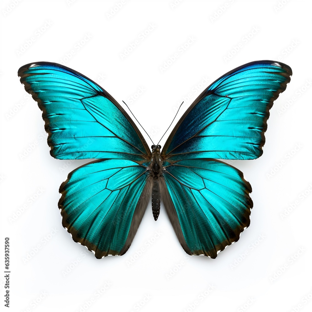 Obraz premium Turquoise butterfly, isolated on white background