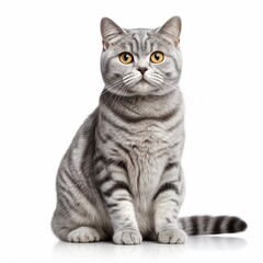 English short hair cat isolated on white