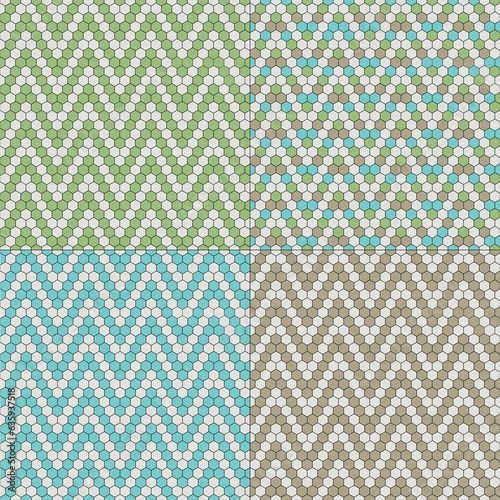 hexagon seamless zigzag tile patterns blue tan green