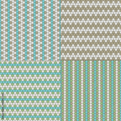 hexagon seamless stripe tile patterns blue tan green