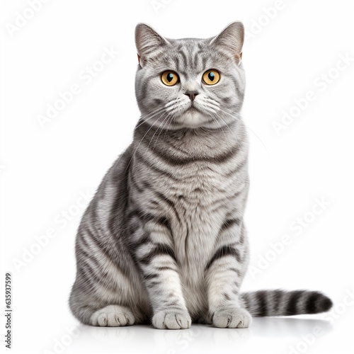 English short hair cat isolated on white photo