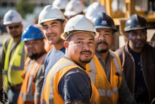 Diverse and mixed gorup of construction workers working on a project in Los Angeles