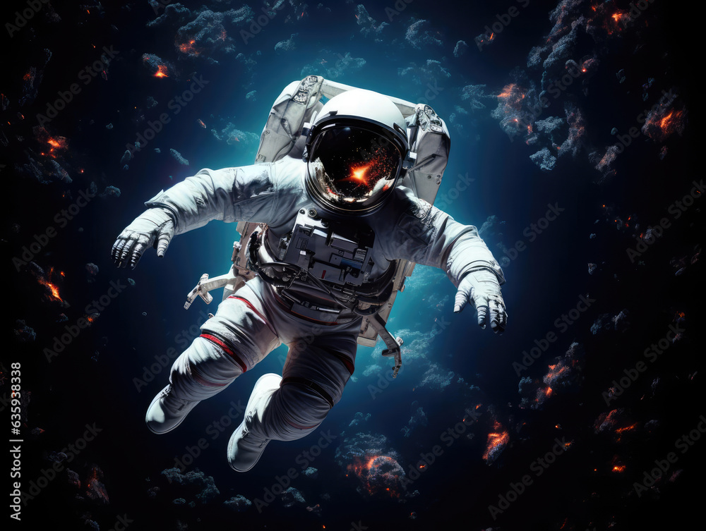 Cosmonaut in virtual space