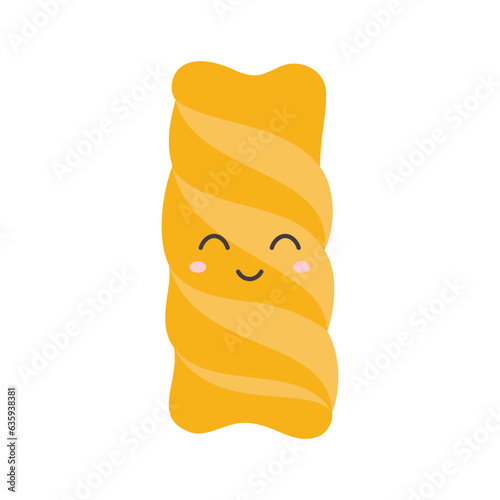 cartoon vector illustration with fusilli pasta character