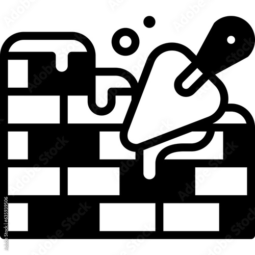 bricklaying solid line icon
