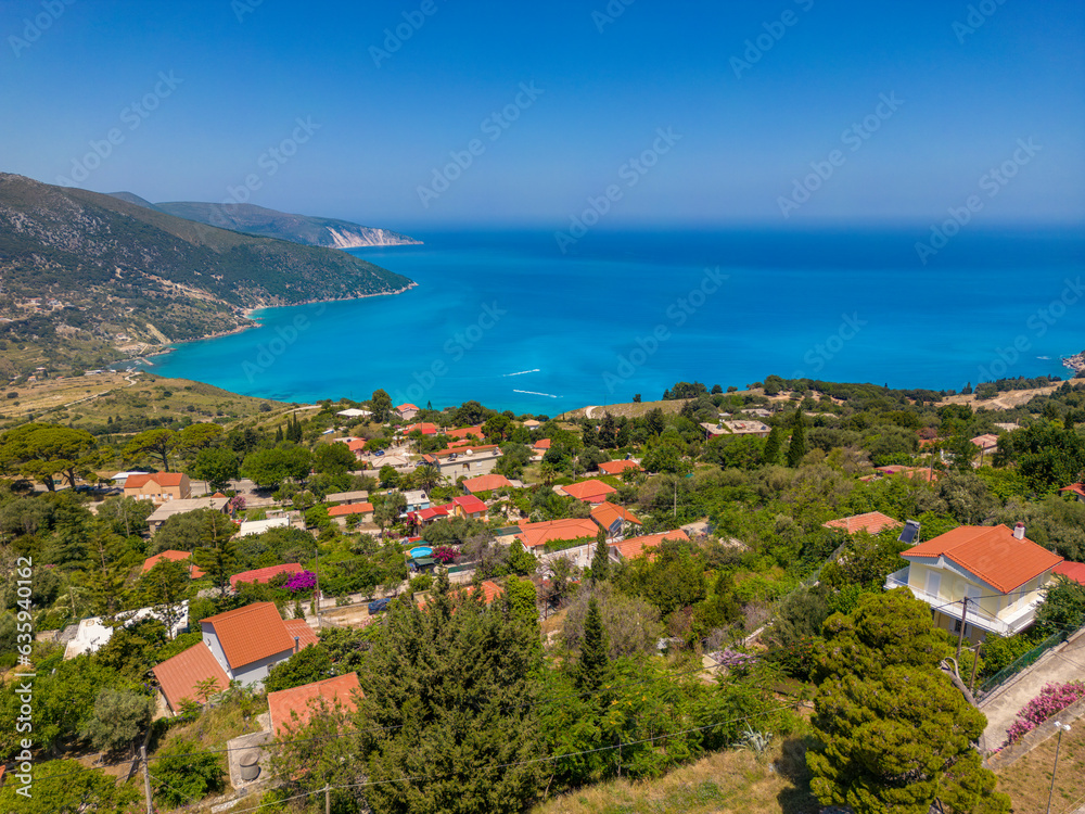 Aerial view of coastline near Zola, Kefalonia, Ionian Islands, Greek Islands, Greece Aerial view of coastline near Zola, Kefalonia, Ionian Islands, Greek Islands, Greece