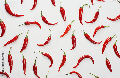 red chillies on a white background