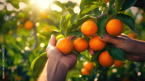 Organic Mandarin Picking by Skilled Farmer