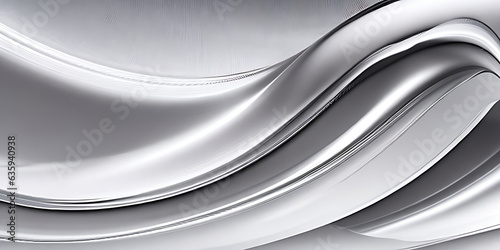 Abstract Silver Wave, chrome banner, platinum copy space, metal motion, grey liquid, white gradient glow, shiny material, smooth motion. Abstract design for copy space text.