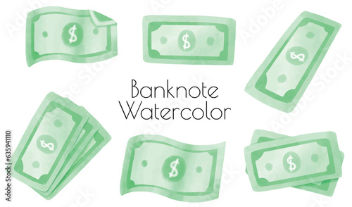 Banknote watercolor collection vector