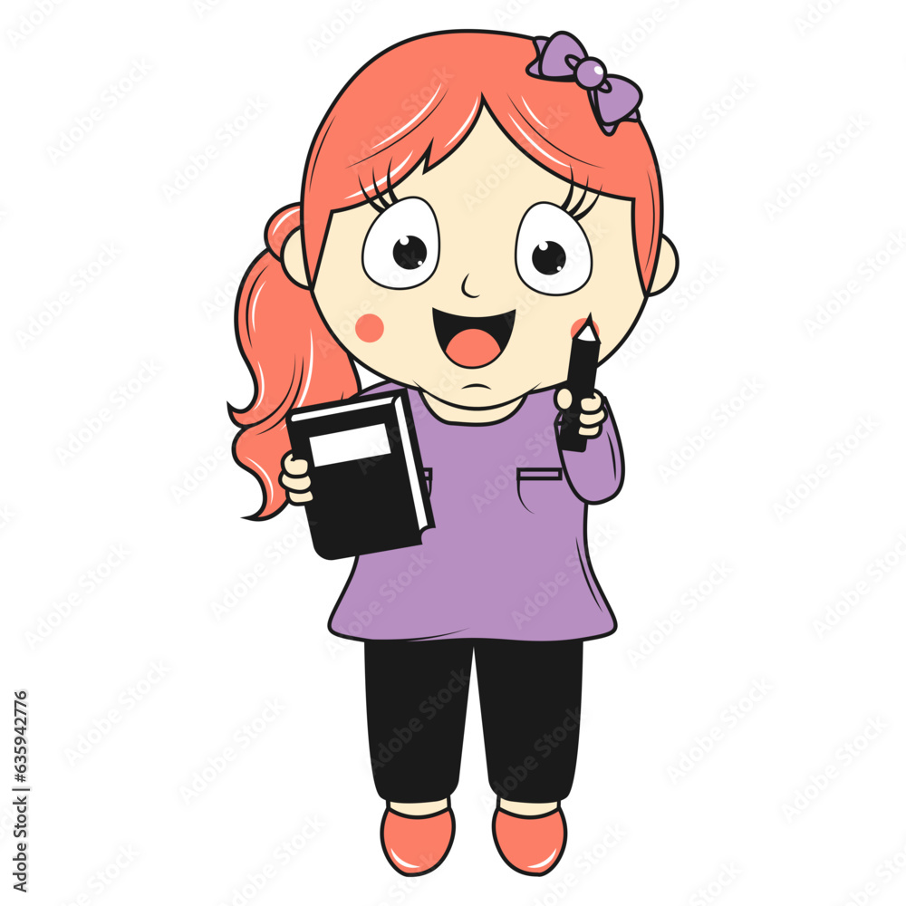 cute little girl cartoon illustration cute little girl cartoon illustration
