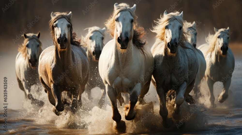 Seven horses force running out